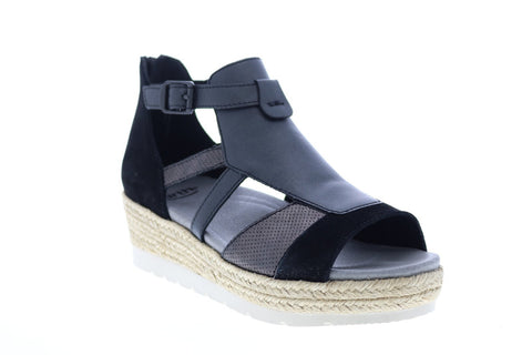 Earth Inc. Modena Jasmine Suede Womens Black Suede Strap Flats Shoes
