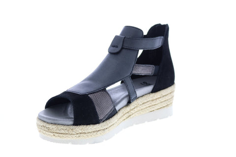 Earth Inc. Modena Jasmine Suede Womens Black Suede Strap Flats Shoes