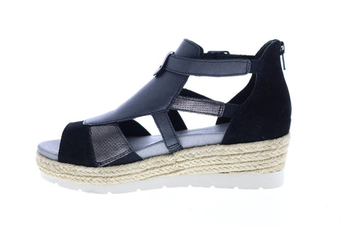 Earth Inc. Modena Jasmine Suede Womens Black Suede Strap Flats Shoes