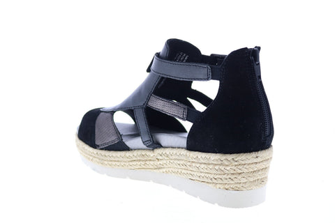 Earth Inc. Modena Jasmine Suede Womens Black Suede Strap Flats Shoes