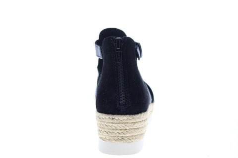 Earth Inc. Modena Jasmine Suede Womens Black Suede Strap Flats Shoes