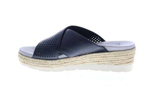Earth Inc. Modena Marigold Leather Womens Black Flip-Flops Sandals Shoes