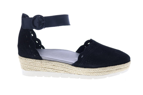 Earth Inc. Modena Yarrow Nubuck Womens Black Nubuck Strap Sandals Shoes