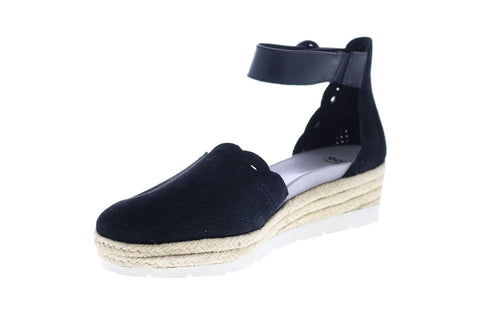 Earth Inc. Modena Yarrow Nubuck Womens Black Nubuck Strap Sandals Shoes