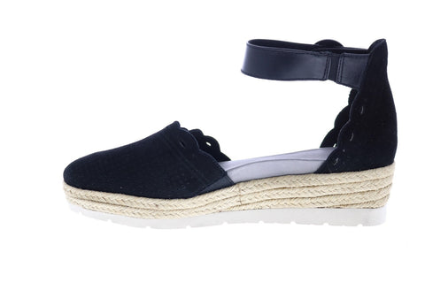 Earth Inc. Modena Yarrow Nubuck Womens Black Nubuck Strap Sandals Shoes