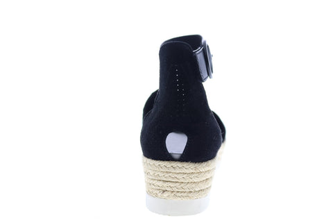 Earth Inc. Modena Yarrow Nubuck Womens Black Nubuck Strap Sandals Shoes