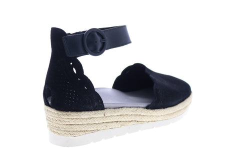 Earth Inc. Modena Yarrow Nubuck Womens Black Nubuck Strap Sandals Shoes