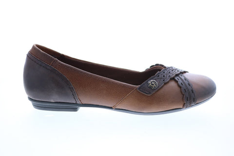 Earth Inc. Monarch Tumbled Leather Womens Brown Slip On Ballet Flats Shoes