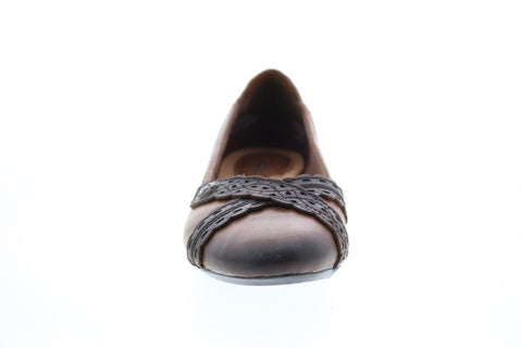 Earth Inc. Monarch Tumbled Leather Womens Brown Slip On Ballet Flats Shoes
