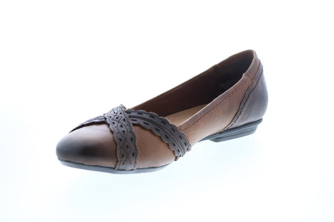 Earth Inc. Monarch Tumbled Leather Womens Brown Slip On Ballet Flats Shoes