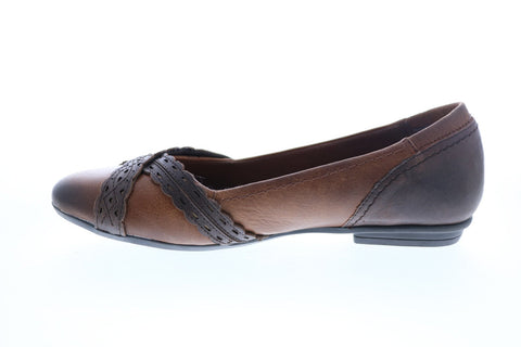 Earth Inc. Monarch Tumbled Leather Womens Brown Slip On Ballet Flats Shoes