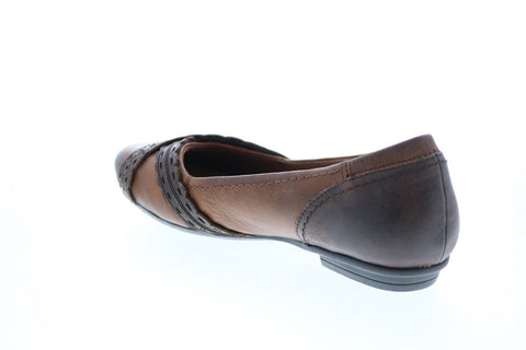 Earth Inc. Monarch Tumbled Leather Womens Brown Slip On Ballet Flats Shoes