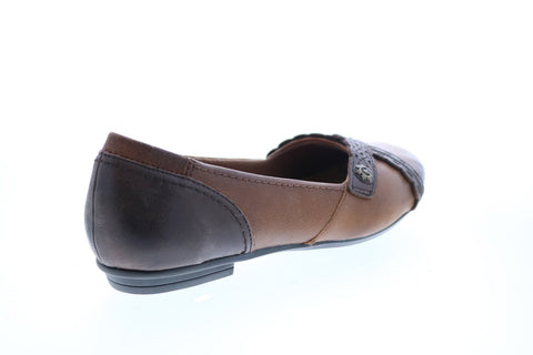 Earth Inc. Monarch Tumbled Leather Womens Brown Slip On Ballet Flats Shoes