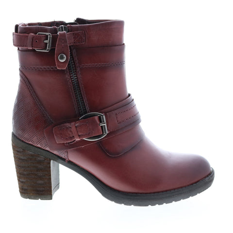 Earth Inc. Montana Womens Burgundy Leather Zipper Ankle & Booties Boots