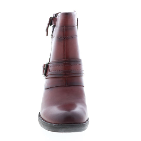 Earth Montana Womens Burgundy Leather Zipper Ankle & Booties Boots