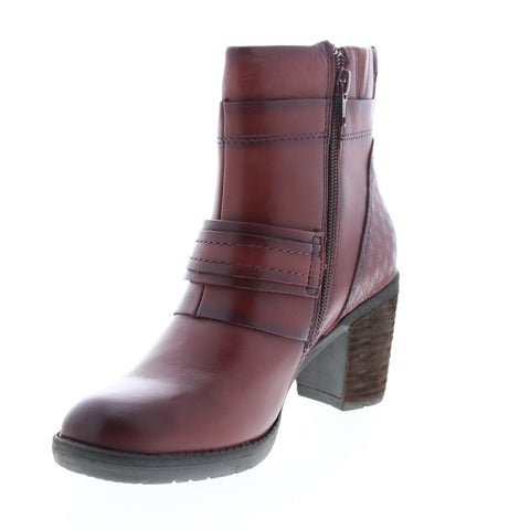 Earth Inc. Montana Womens Burgundy Leather Zipper Ankle & Booties Boots
