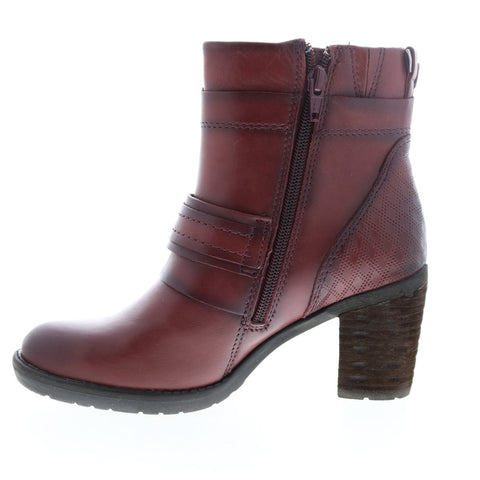 Earth Inc. Montana Womens Burgundy Leather Zipper Ankle & Booties Boots
