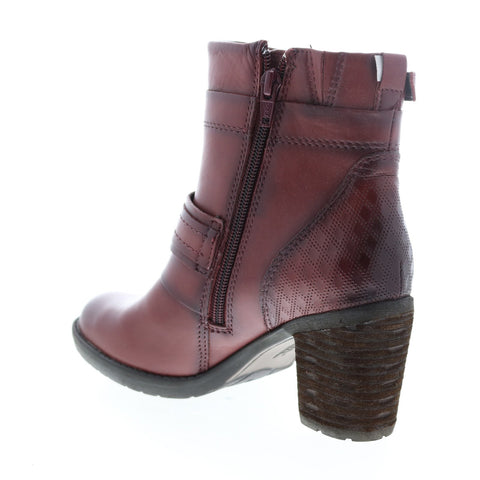 Earth Inc. Montana Womens Burgundy Leather Zipper Ankle & Booties Boots