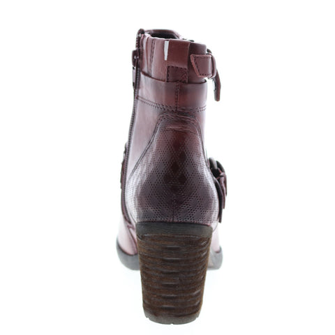 Earth Inc. Montana Womens Burgundy Leather Zipper Ankle & Booties Boots