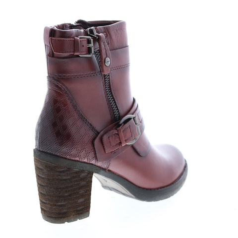 Earth Inc. Montana Womens Burgundy Leather Zipper Ankle & Booties Boots