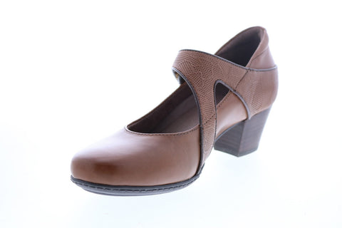 Earth Inc. Calgary Montreal Leather Womens Brown Strap Mary Jane Flats Shoes