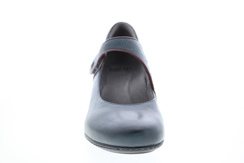 Earth Inc. Calgary Montreal Leather Womens Blue Strap Mary Jane Flats Shoes