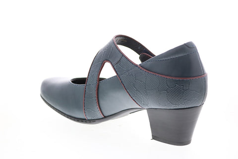 Earth Inc. Calgary Montreal Leather Womens Blue Strap Mary Jane Flats Shoes