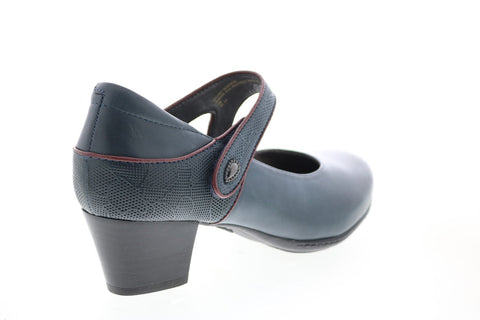 Earth Inc. Calgary Montreal Leather Womens Blue Strap Mary Jane Flats Shoes