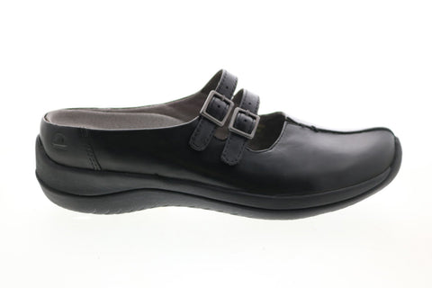 Earth Inc. Kara Monza Leather Womens Black Leather Clog Flats Shoes