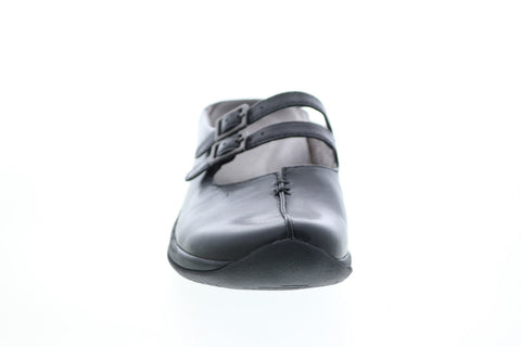 Earth Inc. Kara Monza Leather Womens Black Leather Clog Flats Shoes