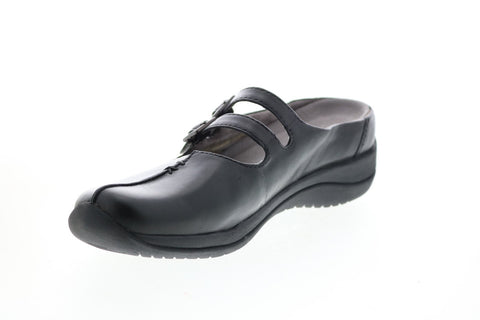 Earth Inc. Kara Monza Leather Womens Black Leather Clog Flats Shoes