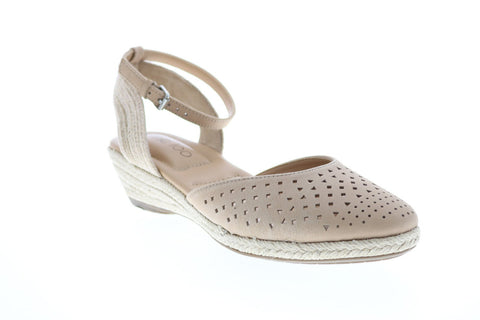 Me Too Norina Closed Toe Ankle Strap Womens Beige Slingback Flats Shoes