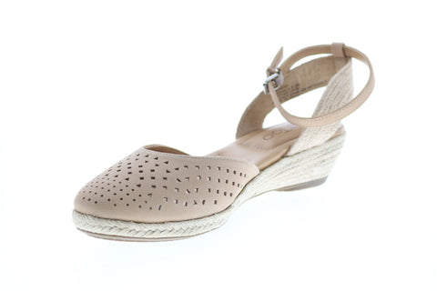 Me Too Norina Closed Toe Ankle Strap Womens Beige Slingback Flats Shoes