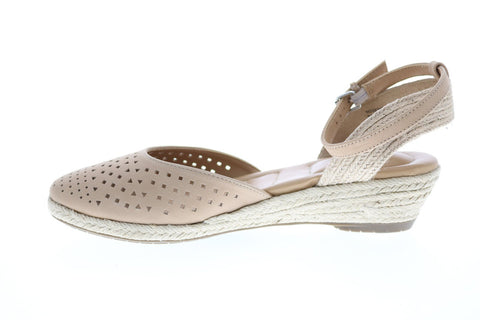 Me Too Norina Closed Toe Ankle Strap Womens Beige Slingback Flats Shoes