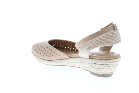 Me Too Norina Closed Toe Ankle Strap Womens Beige Slingback Flats Shoes