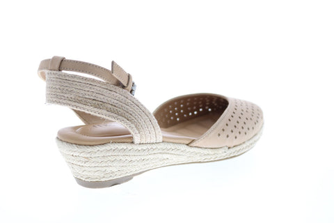 Me Too Norina Closed Toe Ankle Strap Womens Beige Slingback Flats Shoes