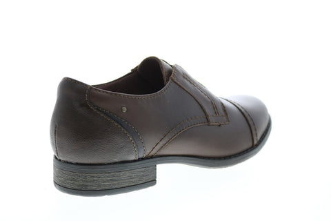 Earth Origins Navigate Nate Womens Brown Leather Slip On Oxford Flats Shoes