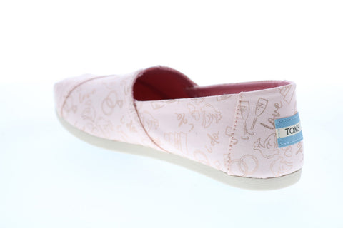 Toms Classic 10015550 Womens Pink Canvas Slip On Loafer Flats Shoes