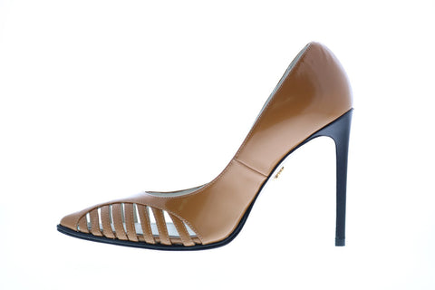 Bruno Magli Alex Womens Brown Leather Slip On Heels Pumps Shoes