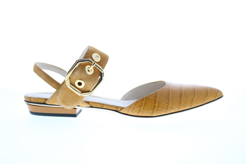 Bruno Magli Byron Womens Brown Leather Strap Flats Shoes