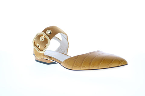 Bruno Magli Byron Womens Brown Leather Strap Flats Shoes