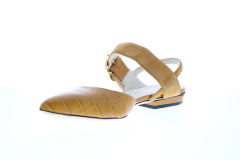 Bruno Magli Byron Womens Brown Leather Strap Flats Shoes