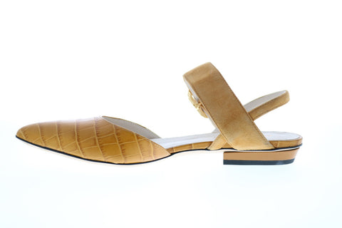 Bruno Magli Byron Womens Brown Leather Strap Flats Shoes