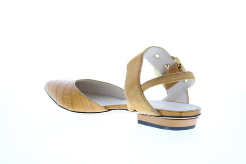 Bruno Magli Byron Womens Brown Leather Strap Flats Shoes