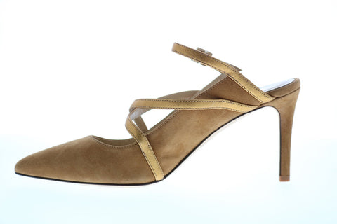 Bruno Magli Carla Womens Brown Suede Heels Strap Shoes