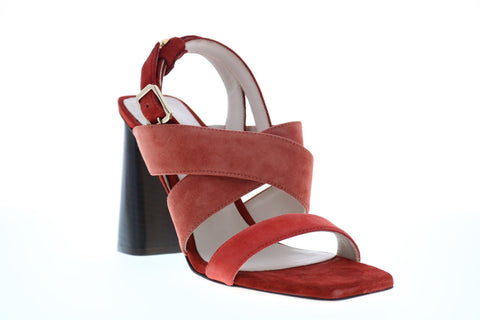 Bruno Magli Elita Womens Red Suede Heels Strap Shoes