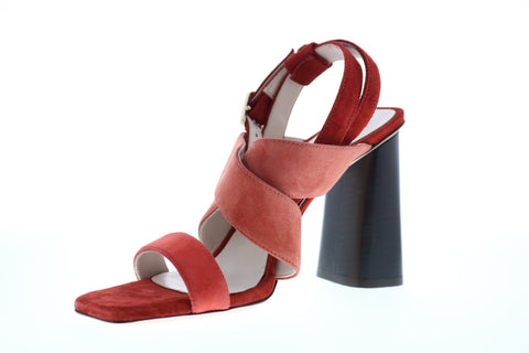 Bruno Magli Elita Womens Red Suede Heels Strap Shoes