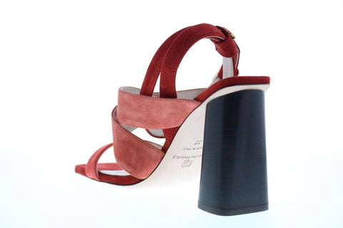 Bruno Magli Elita Womens Red Suede Heels Strap Shoes