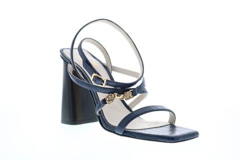 Bruno Magli Evelina Womens Blue Leather Heels Strap Shoes