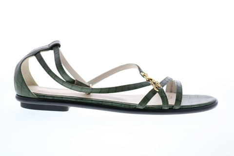Bruno Magli Febe Womens Green Leather Strap Flats Shoes